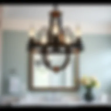 Classic five-light chandelier adding charm to traditional bathrooms