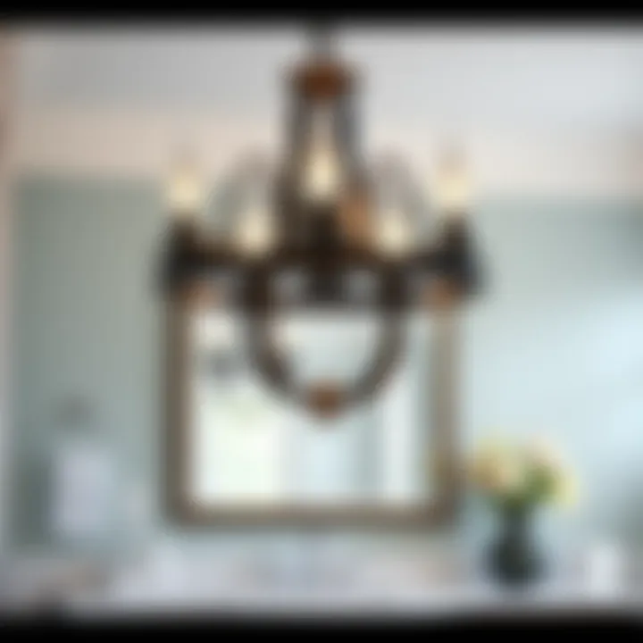 Classic five-light chandelier adding charm to traditional bathrooms