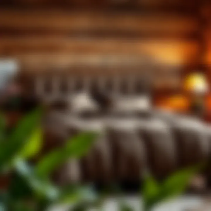 Cozy and Rustic Bedroom with Brown Comforter Cozy bedroom featuring a brown comforter in a rustic setting