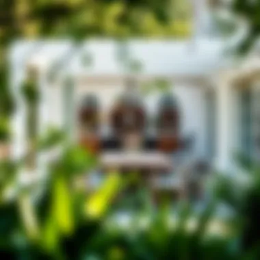 Elegant patio with composite dining furniture amidst greenery