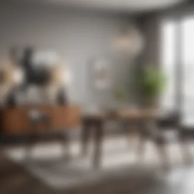 Modern Four-Piece Dining Room Set Stylish four-piece dining room set in a modern interior.