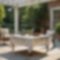 Elegant square patio table with protective cover