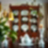 Elegant wooden china cabinet showcasing fine china and collectibles