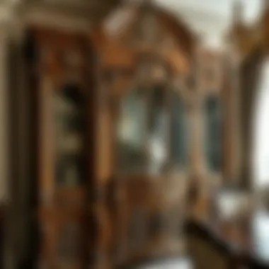 Lavish Ornate Carved Cabinet Luxurious china cabinet with intricate carvings and ornate details