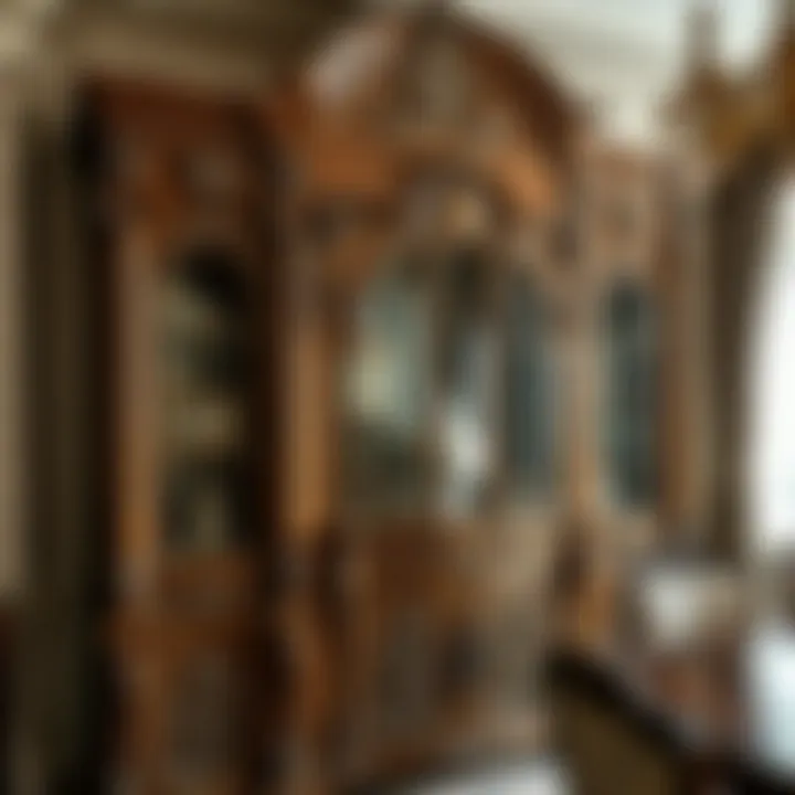 Lavish Ornate Carved Cabinet Luxurious china cabinet with intricate carvings and ornate details