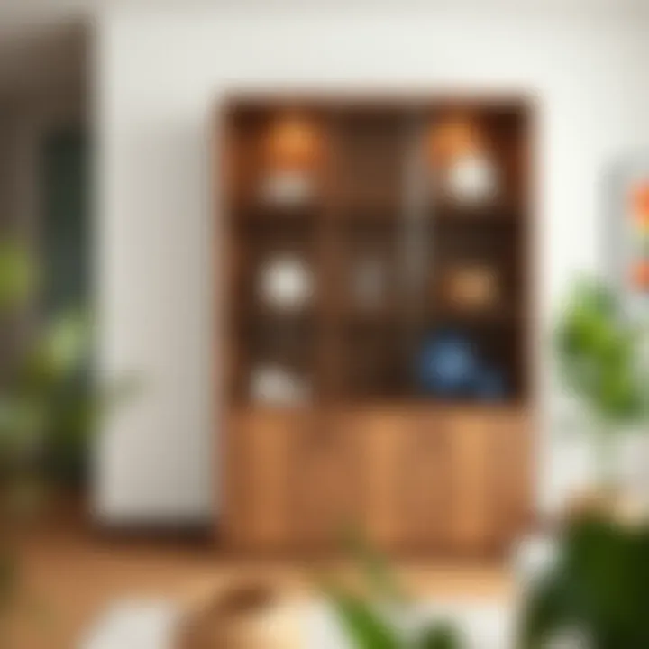 Sleek Modern Glass-Front Cabinet Modern glass-front china cabinet with minimalist design