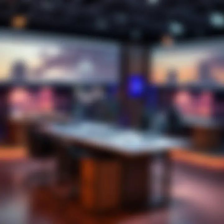 Collaborative news desk layout promoting teamwork and creativity