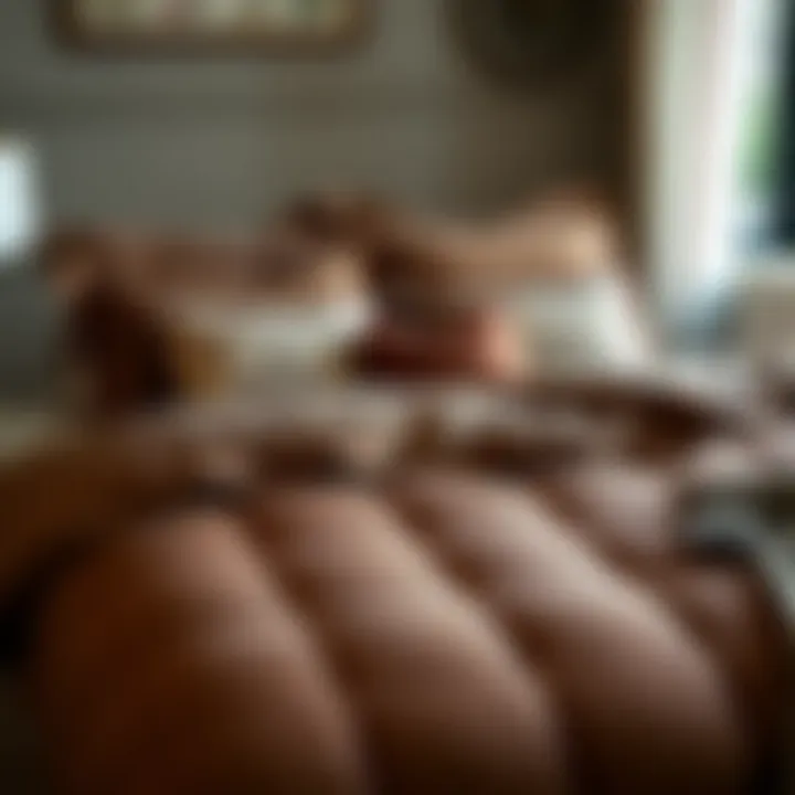 Elegant Brown Comforter with Decorative Pillows Elegant brown comforter with decorative pillows