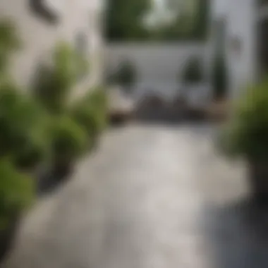 Elegant Patio with Deck Tiles and Greenery An elegantly designed patio showcasing deck tiles blended with lush greenery.