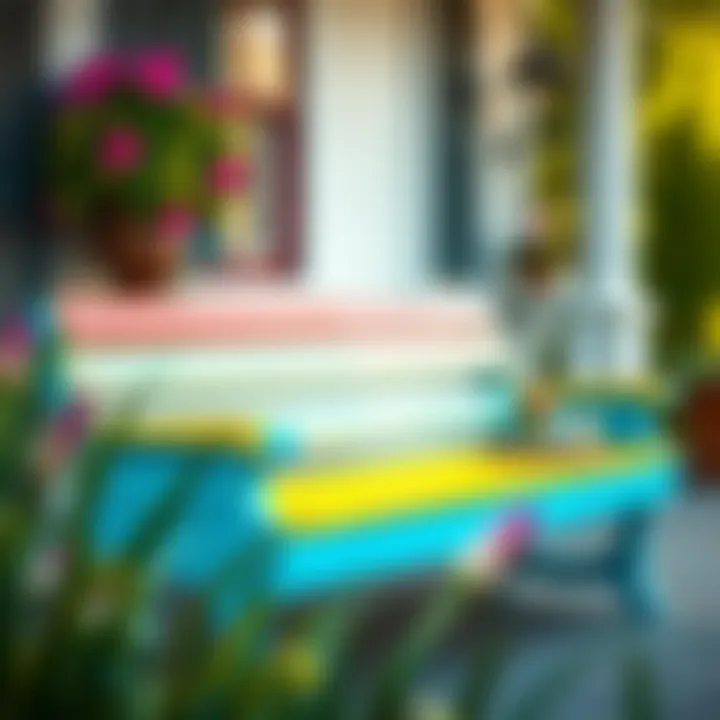 Vibrant Bench Reflecting Modern Design Trends Colorful porch bench showcasing vibrant design trends