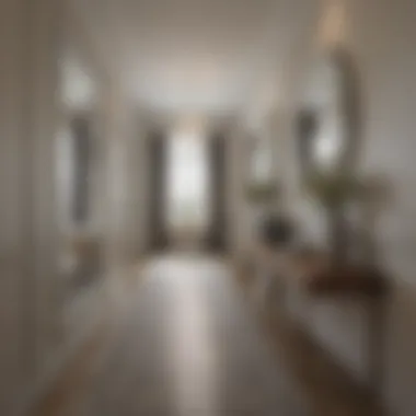Chic Hallway Featuring Frameless Mirror A chic hallway adorned with an 84 inch frameless mirror, accentuating spatial dimensions.