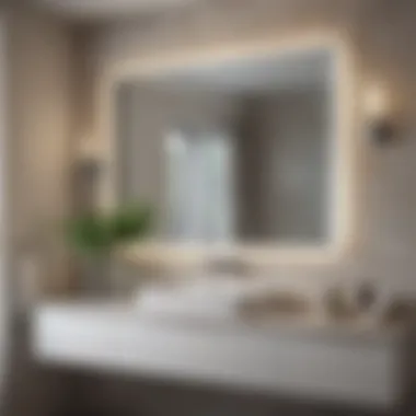 Elegant Bathroom with Frameless Mirror Elegant bathroom setting with an 84 inch frameless mirror enhancing the space's ambiance.