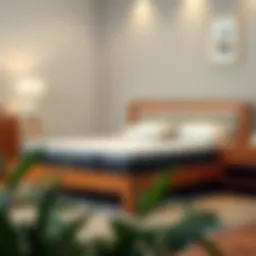 Elegant wooden bed frame with box spring