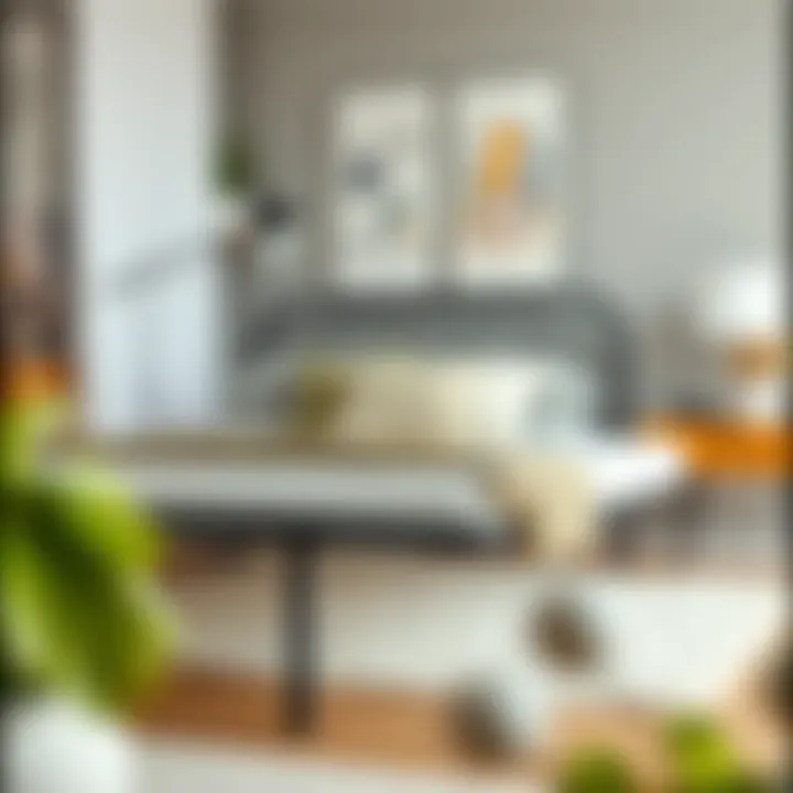 Contemporary Comfort: Metal Bed Frame with Box Spring Compatibility Modern metal bed frame showcasing box spring support