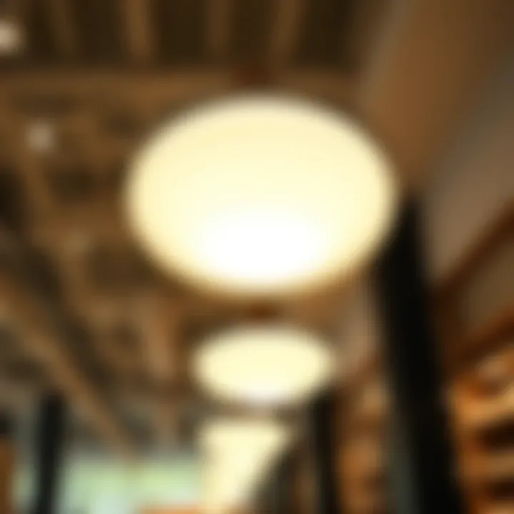 Artistic ceiling light design in a commercial space