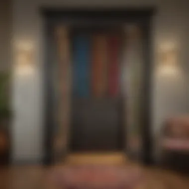 A vibrant array of bohemian doorway beads hanging elegantly in an entryway