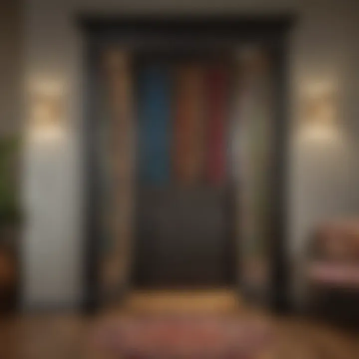 A vibrant array of bohemian doorway beads hanging elegantly in an entryway