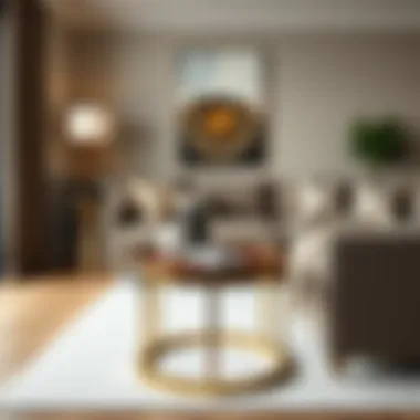 Elegant brass side table featured in a modern living room setting