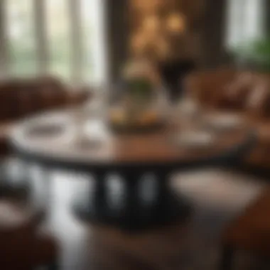 Artfully Decorated Round Table Artfully decorated round table complementing interior design
