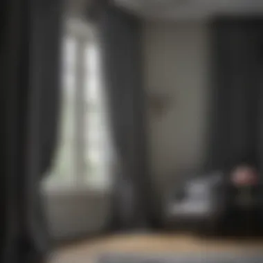 Elegant Drapes for a Chic Space Elegant charcoal grey linen curtains draping a stylish window