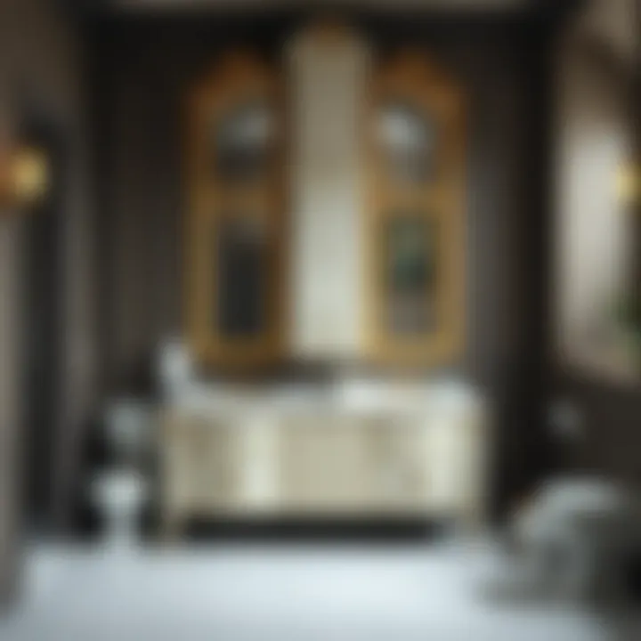 Elegant Bathroom with Double Sink Vanity Elegant bathroom showcasing double sink vanity with middle tower