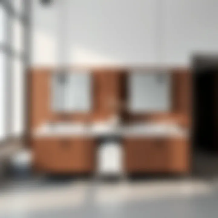 Variety of Materials for Vanities Variety of materials used in double sink vanities