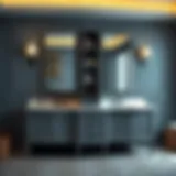 Stylish double sink vanity featuring a center tower