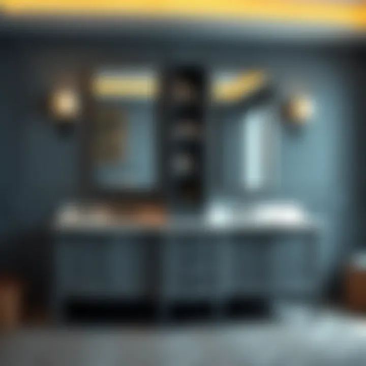 Stylish Double Sink Vanity Design Stylish double sink vanity featuring a center tower