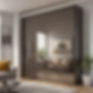 Chic Design: Freestanding Sliding Door Wardrobe in Living Space Stylish freestanding sliding door wardrobe in a chic living area