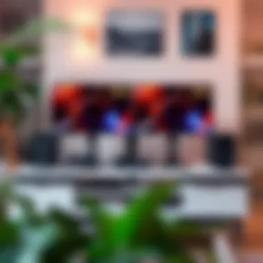 Enhanced Gameplay Experience Gaming TV stand showcasing dual monitor setup