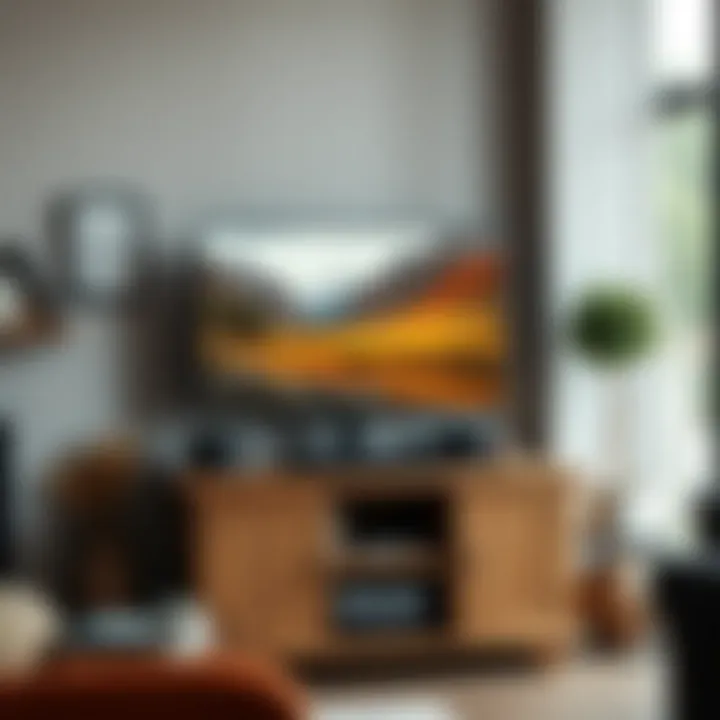 Rustic Charm in Gaming Setup Rustic wooden gaming TV stand with open shelving