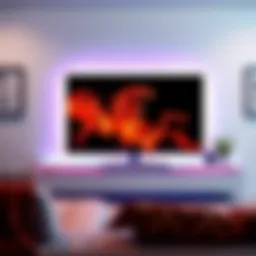 Sleek modern gaming TV stand with RGB lighting