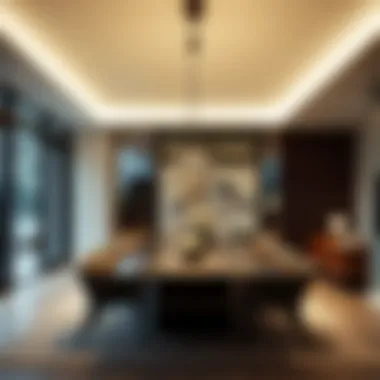 Modern Fixture in Contemporary Setting Modern long dining light fixture in a contemporary setting