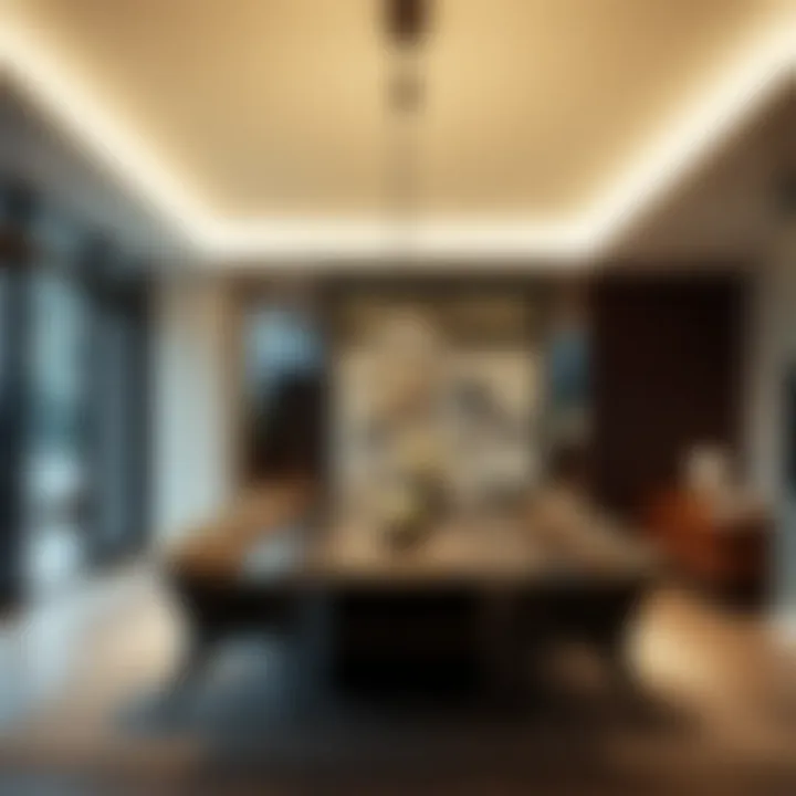 Modern Fixture in Contemporary Setting Modern long dining light fixture in a contemporary setting