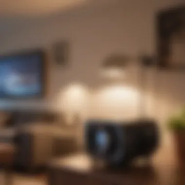 Elegant Night Lamp Projector in a Modern Setting Elegant night lamp projector illuminating a modern living room