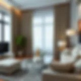 Elegant pinch pleat drapes in a modern living room