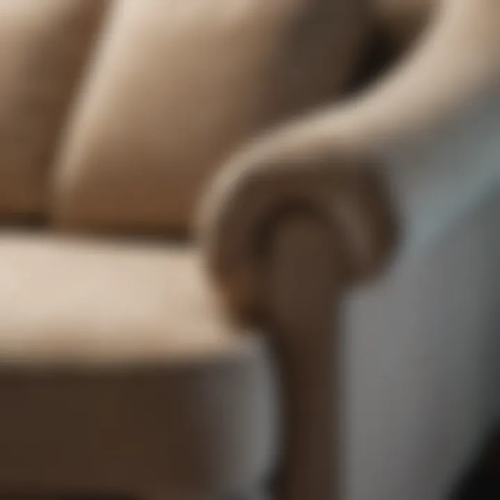 Close-up of single arm chaise lounge upholstery showcasing texture and color