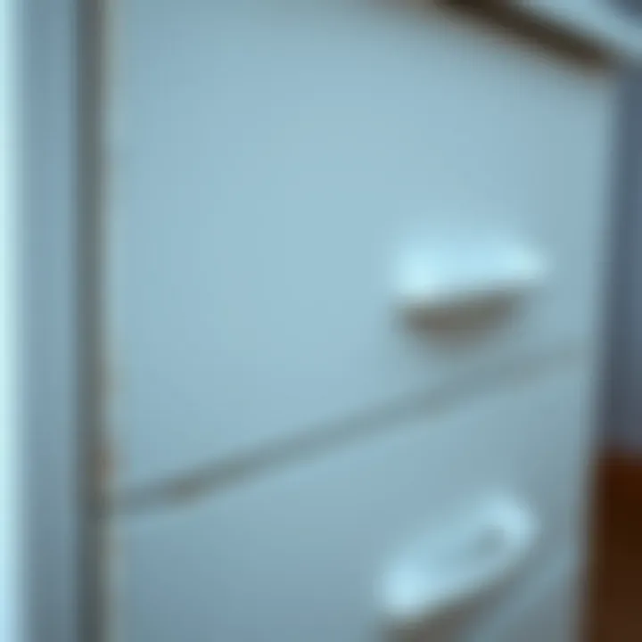 Material Texture of White Chest of Drawers Close-up of material texture of a white chest of drawers