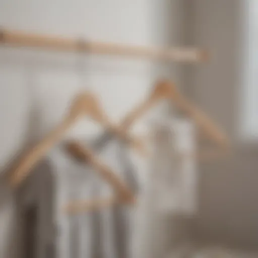 Stylish wooden hangers displayed in a nursery setting