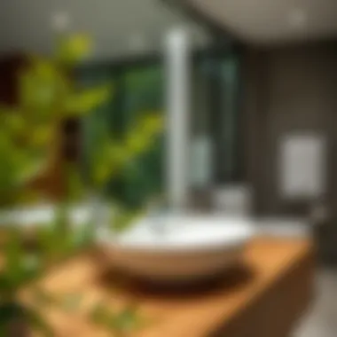 Stylish wooden sink counter integrating nature