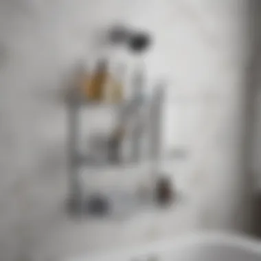 Elegant Design of a Single Shelf Shower Caddy Elegant single shelf shower caddy displayed in a modern bathroom