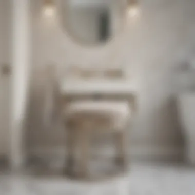Sophisticated Design of a Bathroom Vanity Stool Elegant bathroom vanity stool in a modern setting