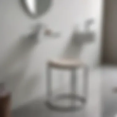 Modern Minimalism in Bathroom Seating Minimalistic metal bathroom vanity stool in a sleek bathroom