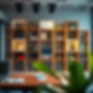 Stylish cube shelving unit in an office setting