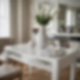 Elegant white server table in a modern dining room setting