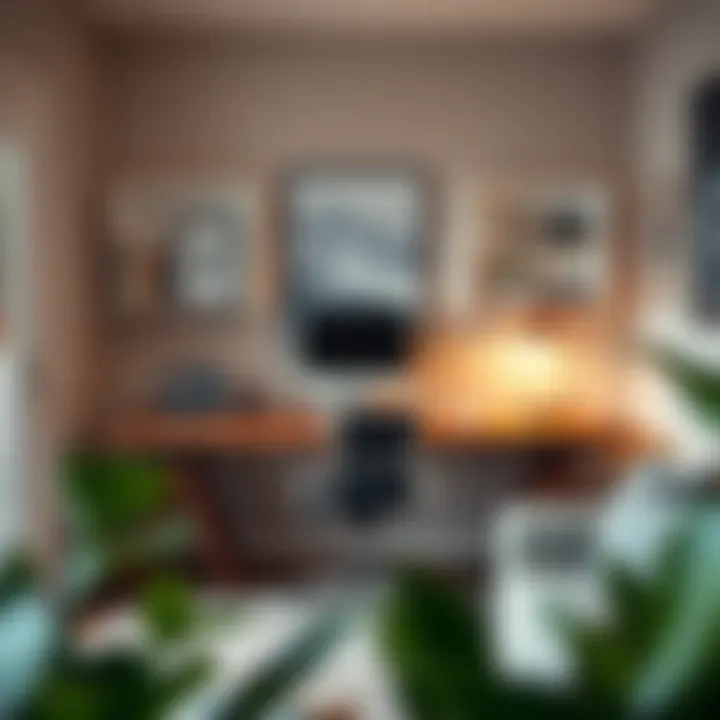 Stylish home office featuring a standing desk