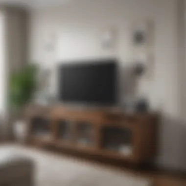 Organized Audio Video Cabinet for Entertainment Organized audio video cabinet with glass doors enhancing home entertainment system