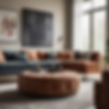 Stylish Round Ottoman Enhancing Modern Interiors Elegant round ottoman in a modern living room setting