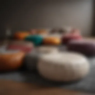 Diverse Round Ottomans: Materials and Designs Variety of round ottomans showcasing different materials and styles