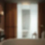 Luxurious Water-Resistant Curtain A close-up of a luxurious water-resistant curtain in a modern bathroom setting